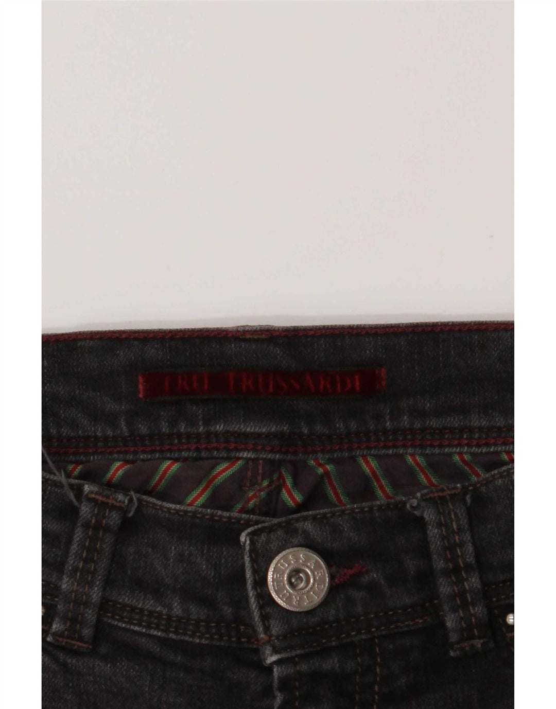 Trussardi Calça jeans reta masculina W29 L32 algodão cinza