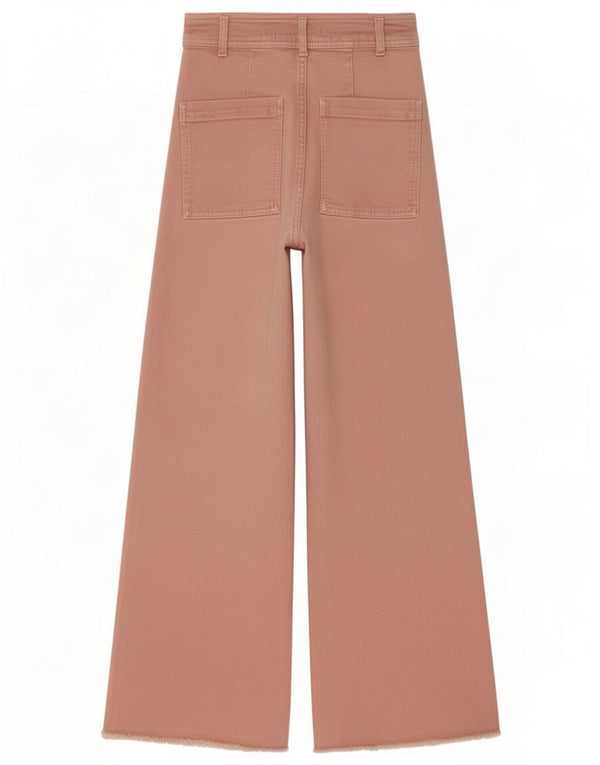 Calça jeans feminina Zara com perna larga EU 34 2XS W24 L28 rosa