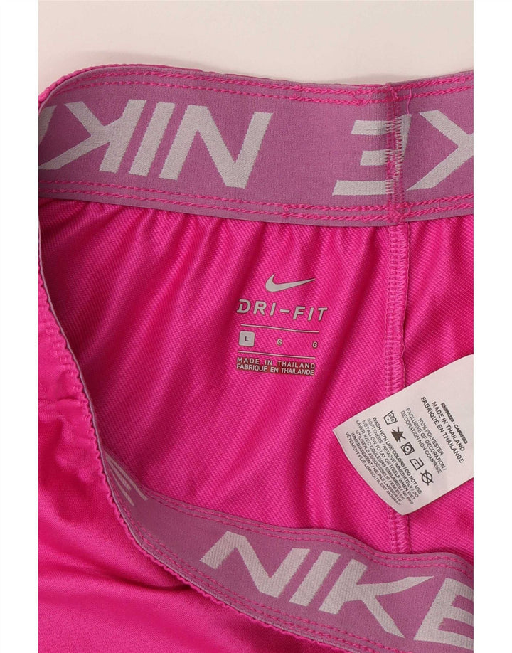 Shorts esportivos femininos Nike Dri Fit UK 16 grande poliéster rosa