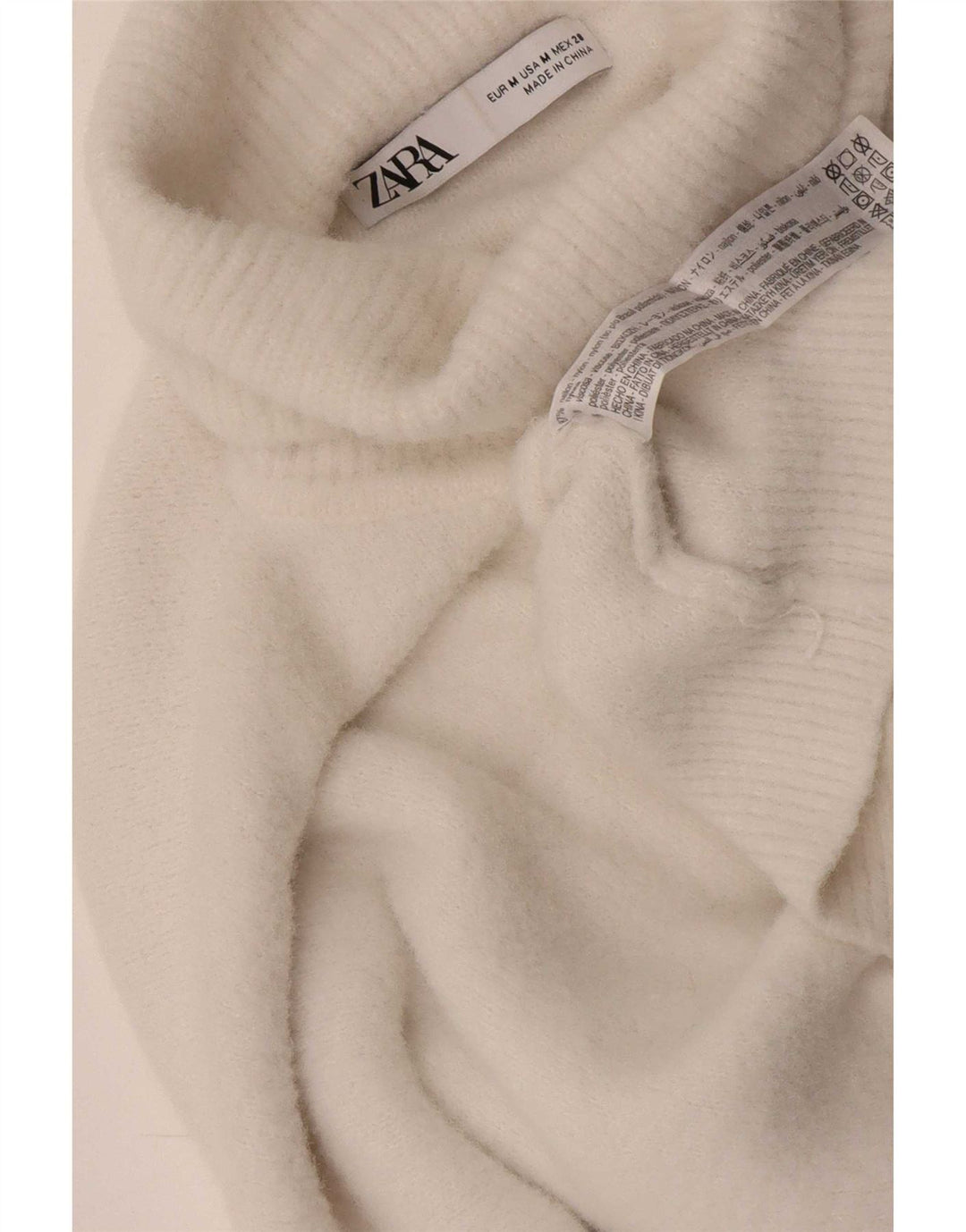 Suéter feminino Zara com corte relaxado e gola redonda Reino Unido 14 médio branco
