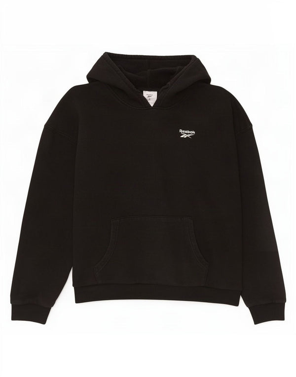 Jumper com capuz feminino Reebok Oversized UK 8/10 pequeno algodão preto