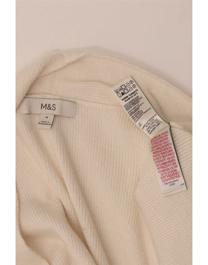 Suéter cardigã feminino Marks & Spencer Longline aberto Reino Unido 16 grande off white