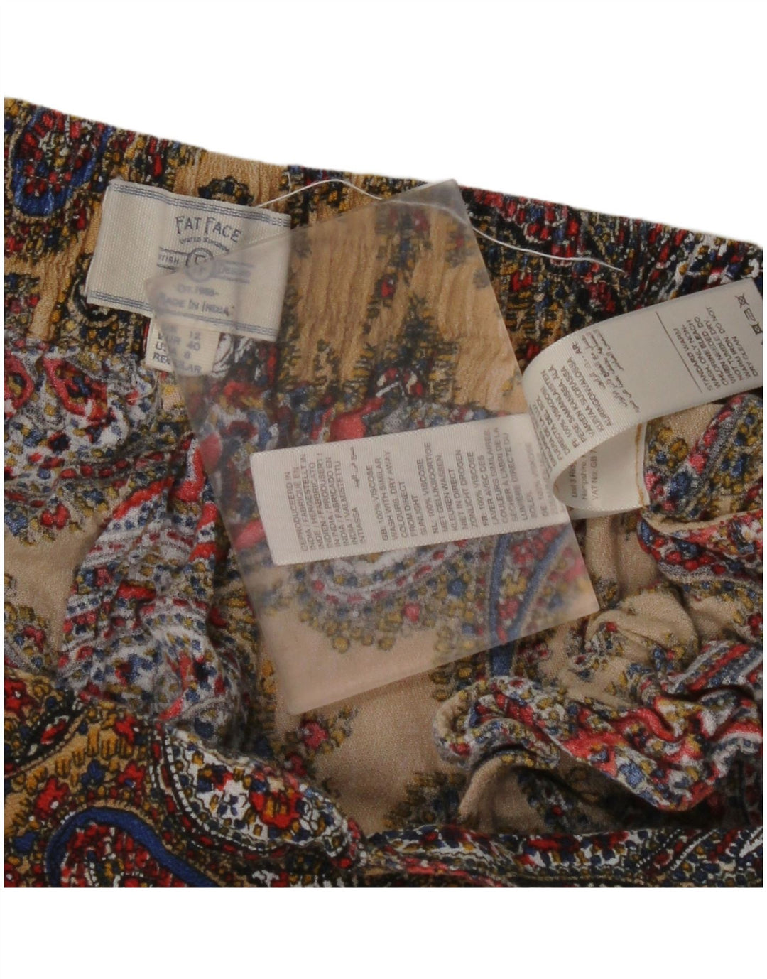 Calça feminina de cintura alta FAT FACE UK 12 média W30 L27 multicolorida