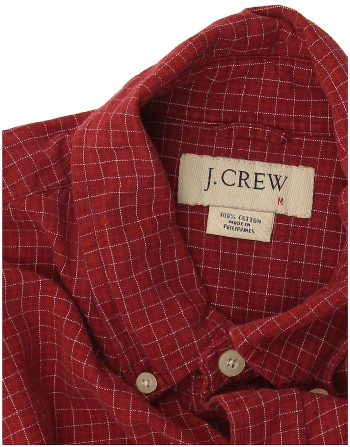 Camisa masculina de flanela J. CREW de algodão xadrez médio cor de vinho