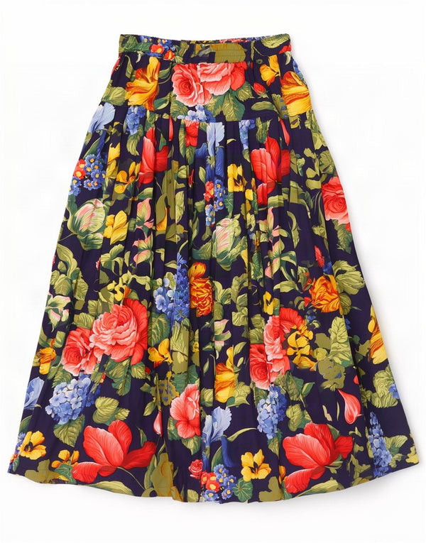 Oilily Saia maxi feminina plissada grande W30 viscose floral multicolorida