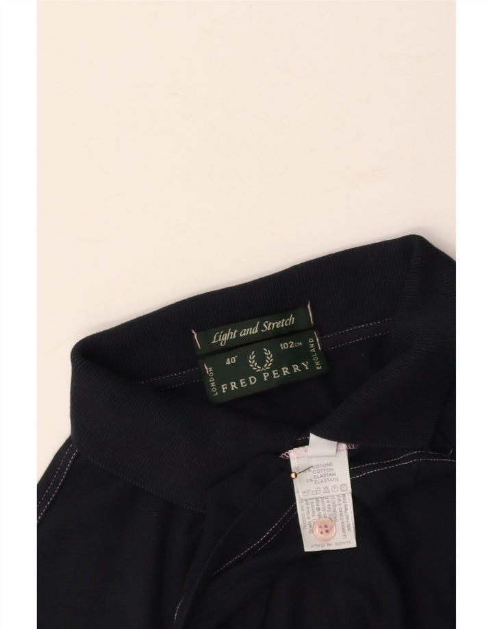 Camisa pólo masculina FRED PERRY pequena algodão azul marinho