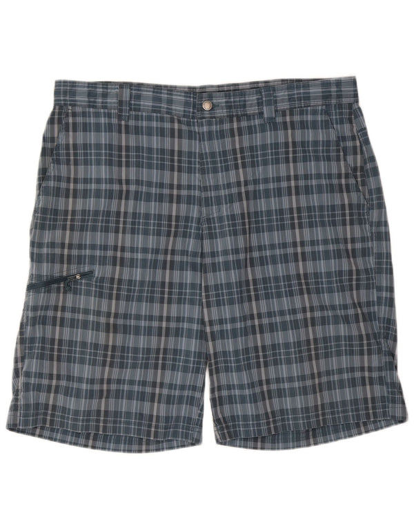 Columbia Mens Cargo Shorts W40 XL Poliéster Xadrez Azul
