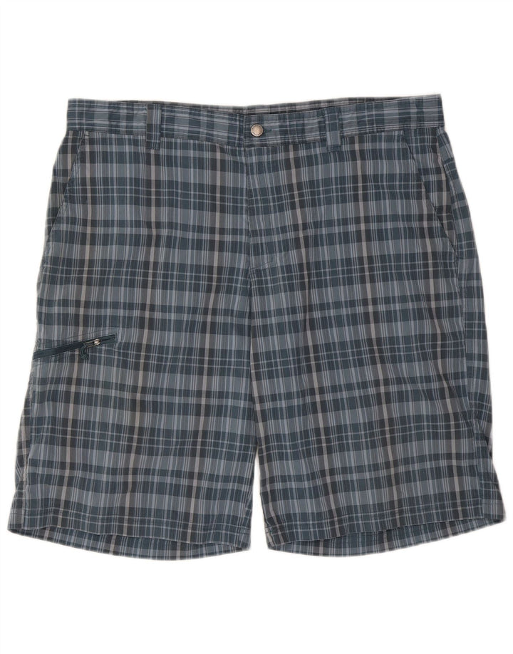 Columbia Mens Cargo Shorts W40 XL Poliéster Xadrez Azul