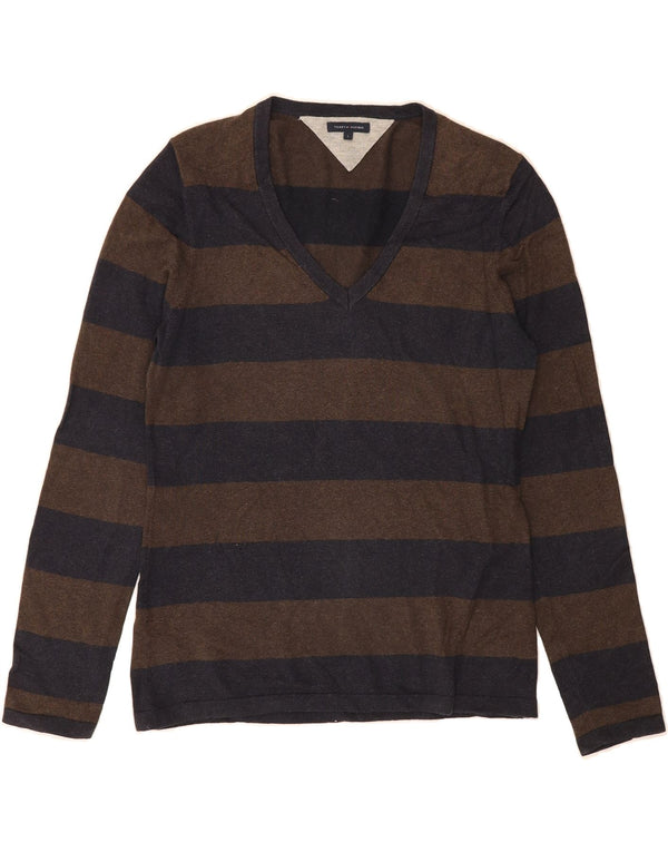 Suéter feminino TOMMY HILFIGER com decote em V Reino Unido 14 grande azul marinho