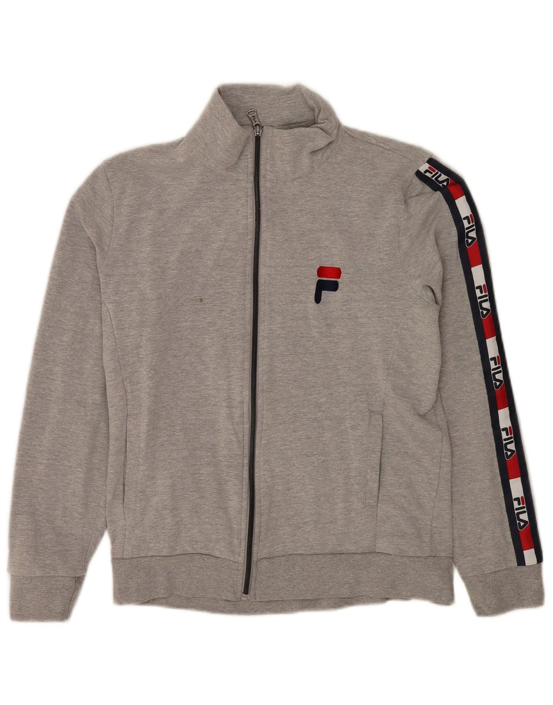Fila Womens Graphic Tracksuit Top Jacket UK 12 Medium Grey Colourblock