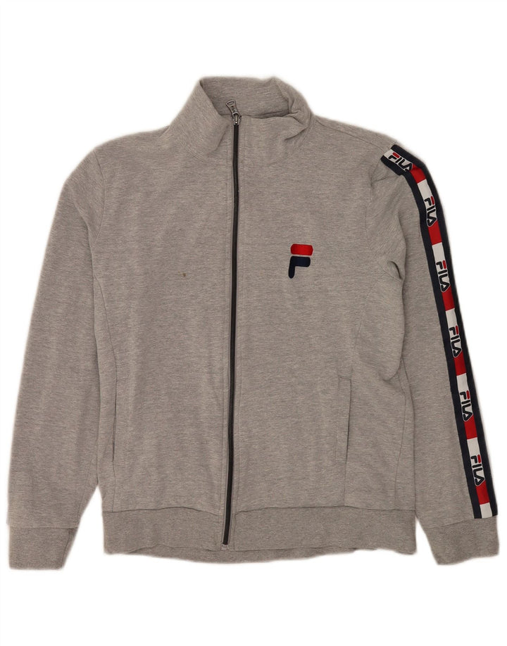 Fila Womens Graphic Tracksuit Top Jacket UK 12 Medium Grey Colourblock
