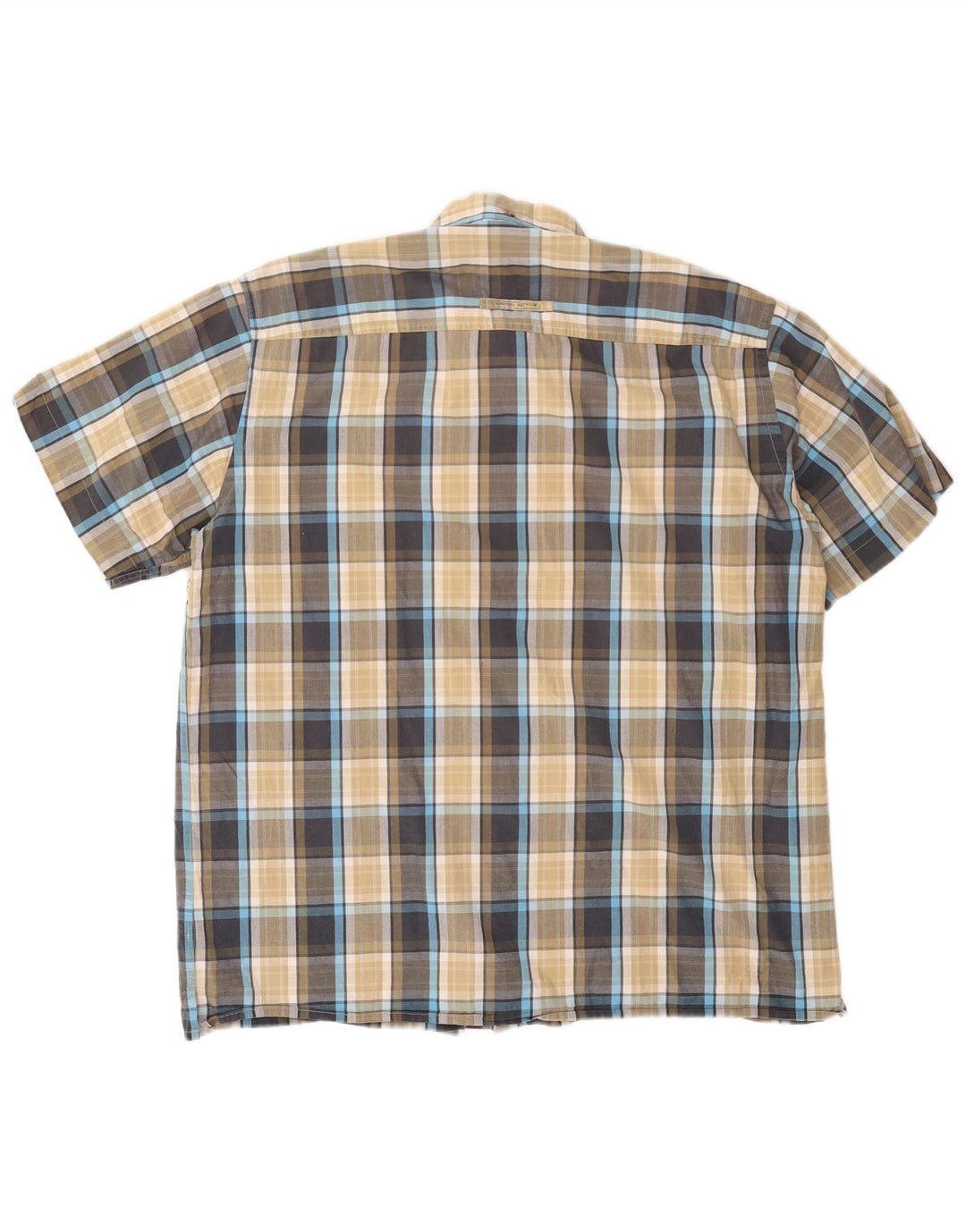 CAMEL ACTIVE Camisa masculina de manga curta grande algodão xadrez multicolorido