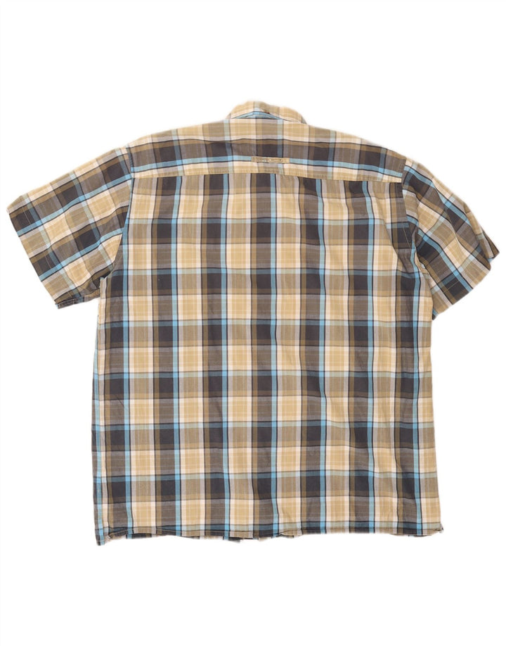 CAMEL ACTIVE Camisa masculina de manga curta grande algodão xadrez multicolorido