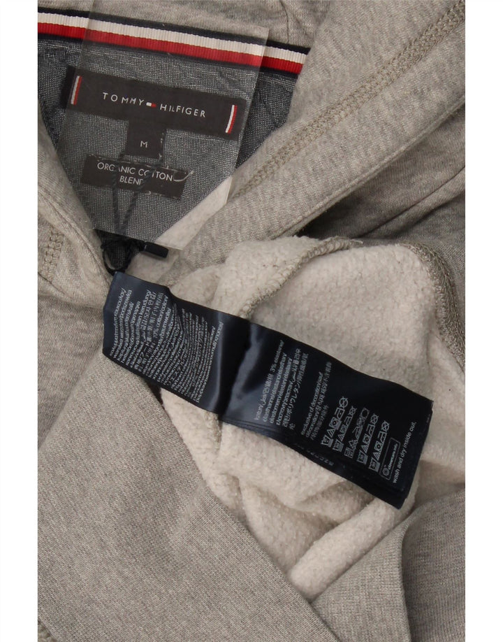 Suéter masculino com capuz gráfico TOMMY HILFIGER algodão manchado cinza médio
