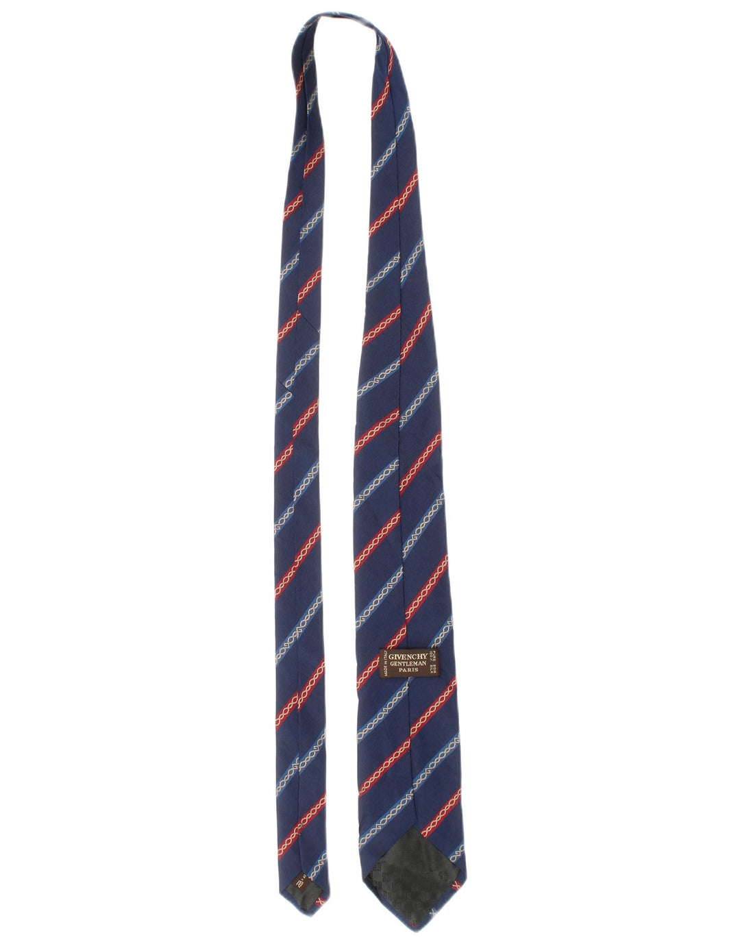 Gravata masculina Givenchy tamanho único azul listrado de seda clássico