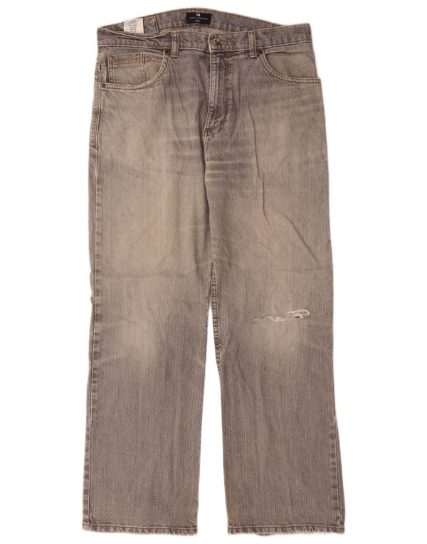 Calça jeans reta masculina Marks & Spencer Blue Harbor W34 L29 algodão cinza