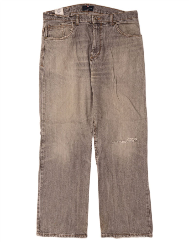 Calça jeans reta masculina Marks & Spencer Blue Harbor W34 L29 algodão cinza