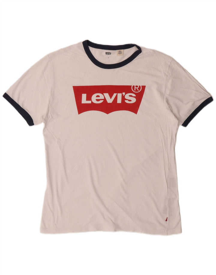 Camiseta gráfica masculina LEVI'S Top médio de algodão branco clássico