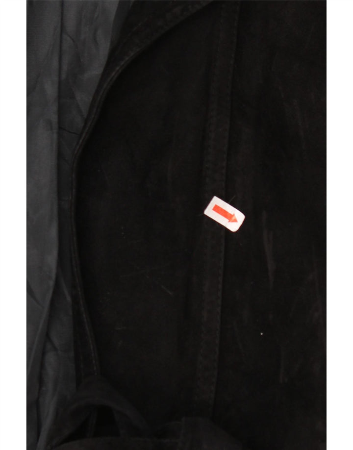 Jaqueta de camurça feminina VINTAGE UK 14 grande preta