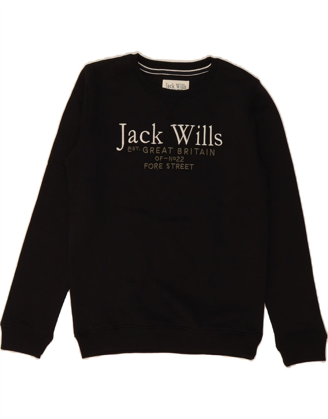 JACK WILLS Girls Graphic Sweatshirt Jumper 12-13 Years Black Cotton Vintage Jack Wills and Second-Hand Jack Wills from Messina Hembry 