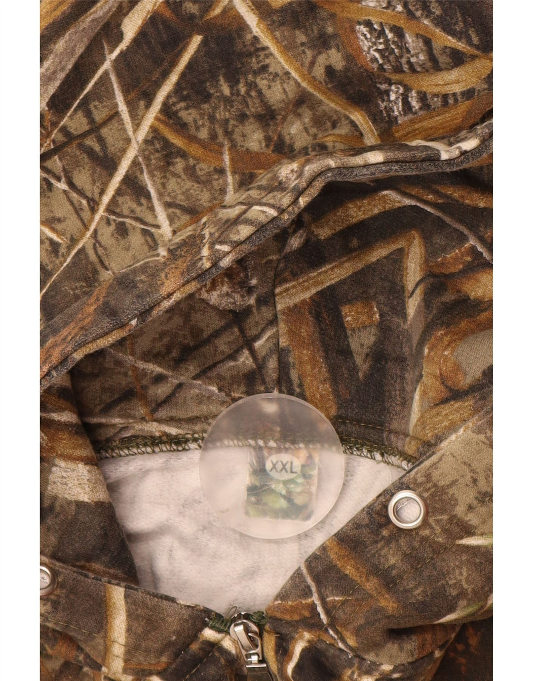 Suéter masculino VINTAGE com capuz e zíper 2XL poliéster camuflado marrom