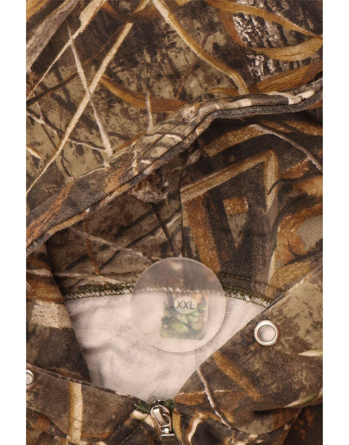 Suéter masculino VINTAGE com capuz e zíper 2XL poliéster camuflado marrom