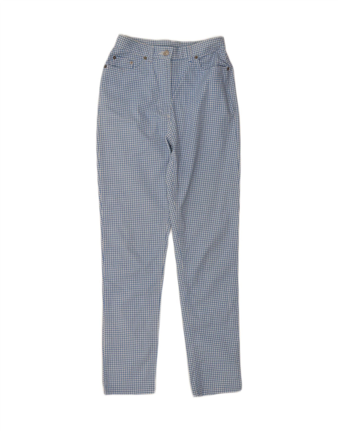 BENETTON Womens Tapered Casual Trousers W24 L30 Blue Gingham Vintage Benetton and Second-Hand Benetton from Messina Hembry 