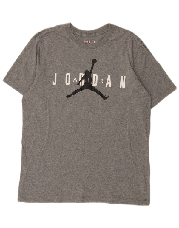Camiseta masculina Jordan com estampa gráfica, algodão manchado cinza médio