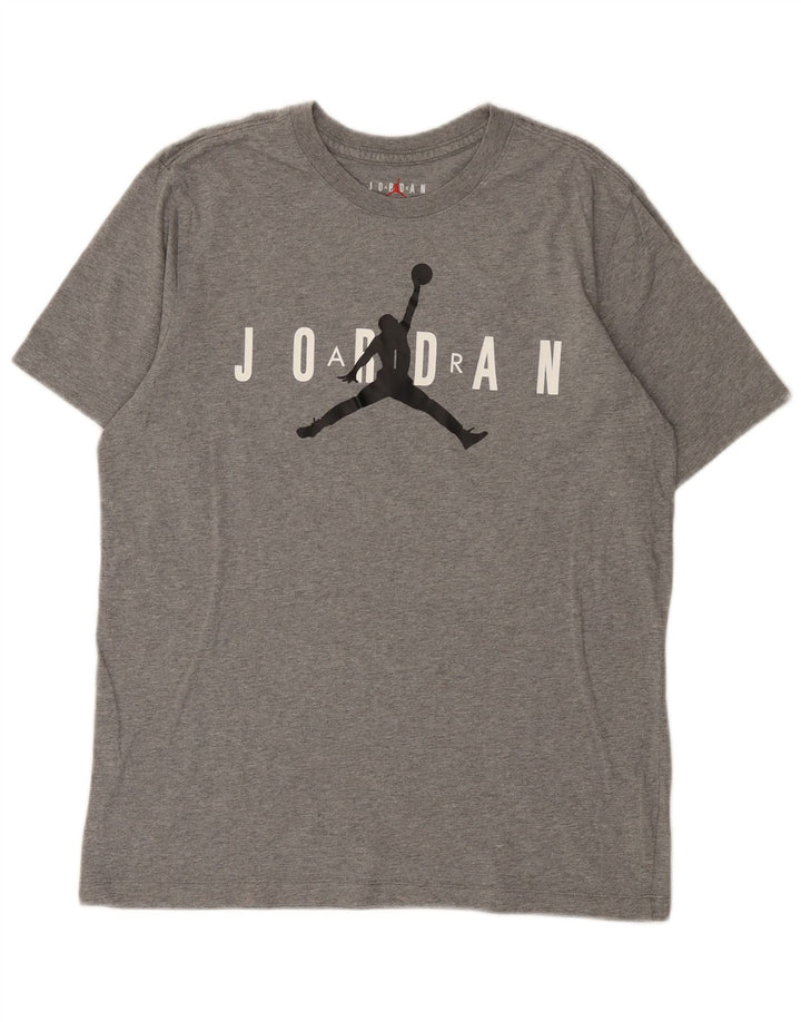 Camiseta masculina Jordan com estampa gráfica, algodão manchado cinza médio