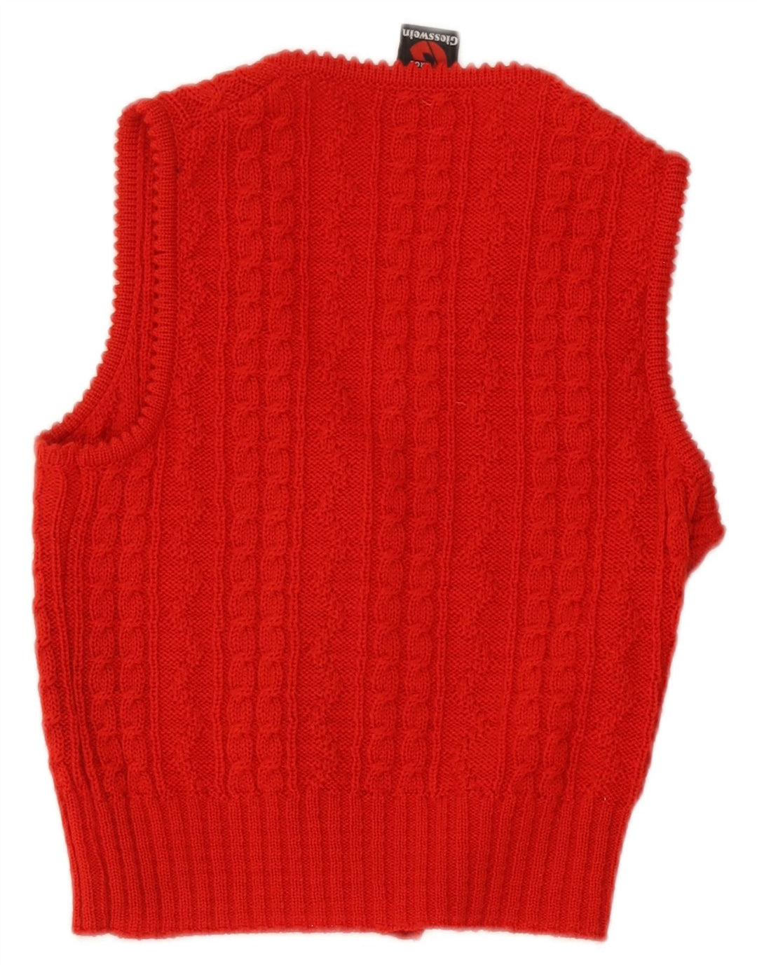 Suéter cardigã feminino Giesswein cropped sem mangas UE 40 lã vermelha média