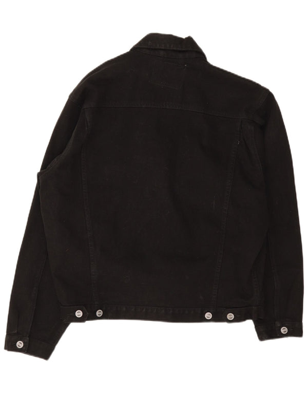 Jinglers Mens Loose Fit Denim Jacket UK 36 Small Black Cotton