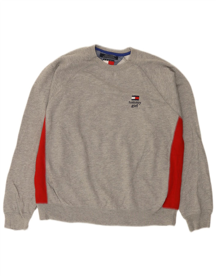 TOMMY HILFIGER Suéter masculino com capuz cinza médio algodão colorblock
