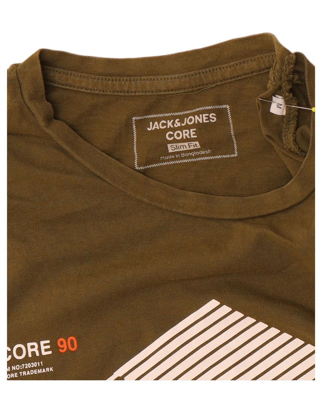 Camiseta masculina Jack & Jones Slim Fit gráfica Top médio cáqui