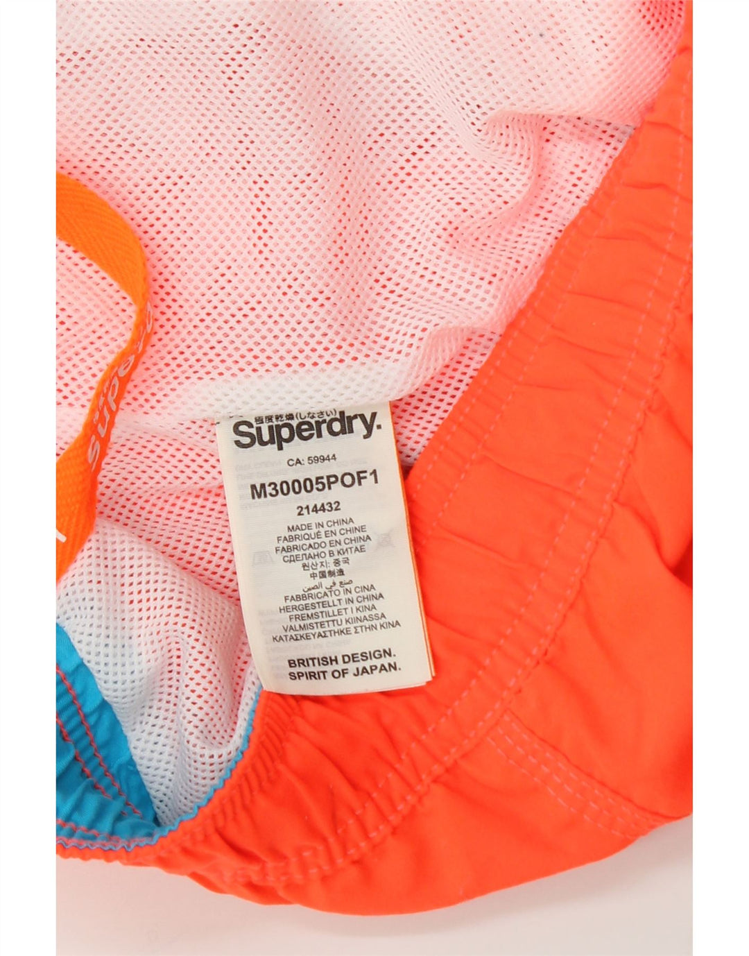 Shorts de natação masculino SUPERDRY gráfico grande laranja poliéster