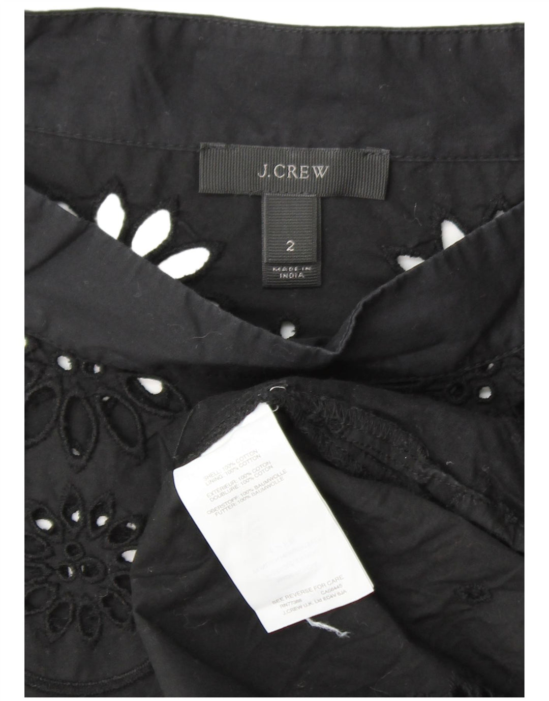 Blusa feminina J. CREW manga comprida US 2 XS algodão floral preto