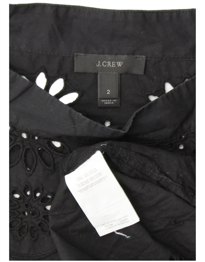 Blusa feminina J. CREW manga comprida US 2 XS algodão floral preto