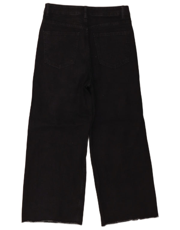 Calça jeans feminina Marks & Spencer de cintura alta cortada UK 10 pequena W30 L25 preta