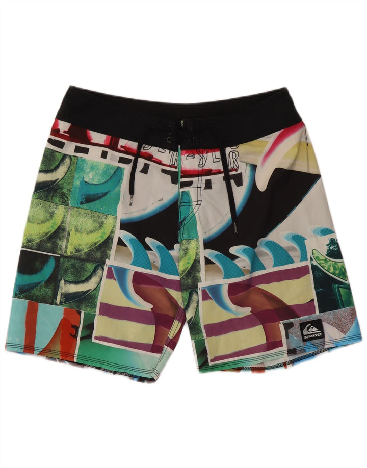 Shorts de natação masculino Quiksilver com padrão abstrato médio multicolorido