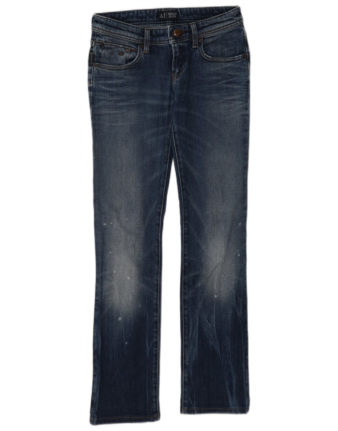 Armani feminino slim bootcut jeans W26 L29 algodão azul