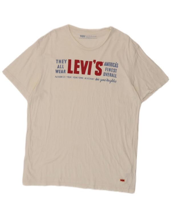 Camiseta masculina Levi's Standard Fit gráfica Top XL algodão branco