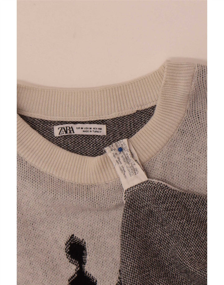Suéter masculino Zara com gola canoa e algodão cinza médio