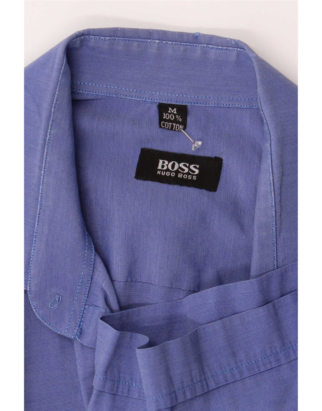Camisa masculina Hugo Boss manga curta regular fit algodão azul médio
