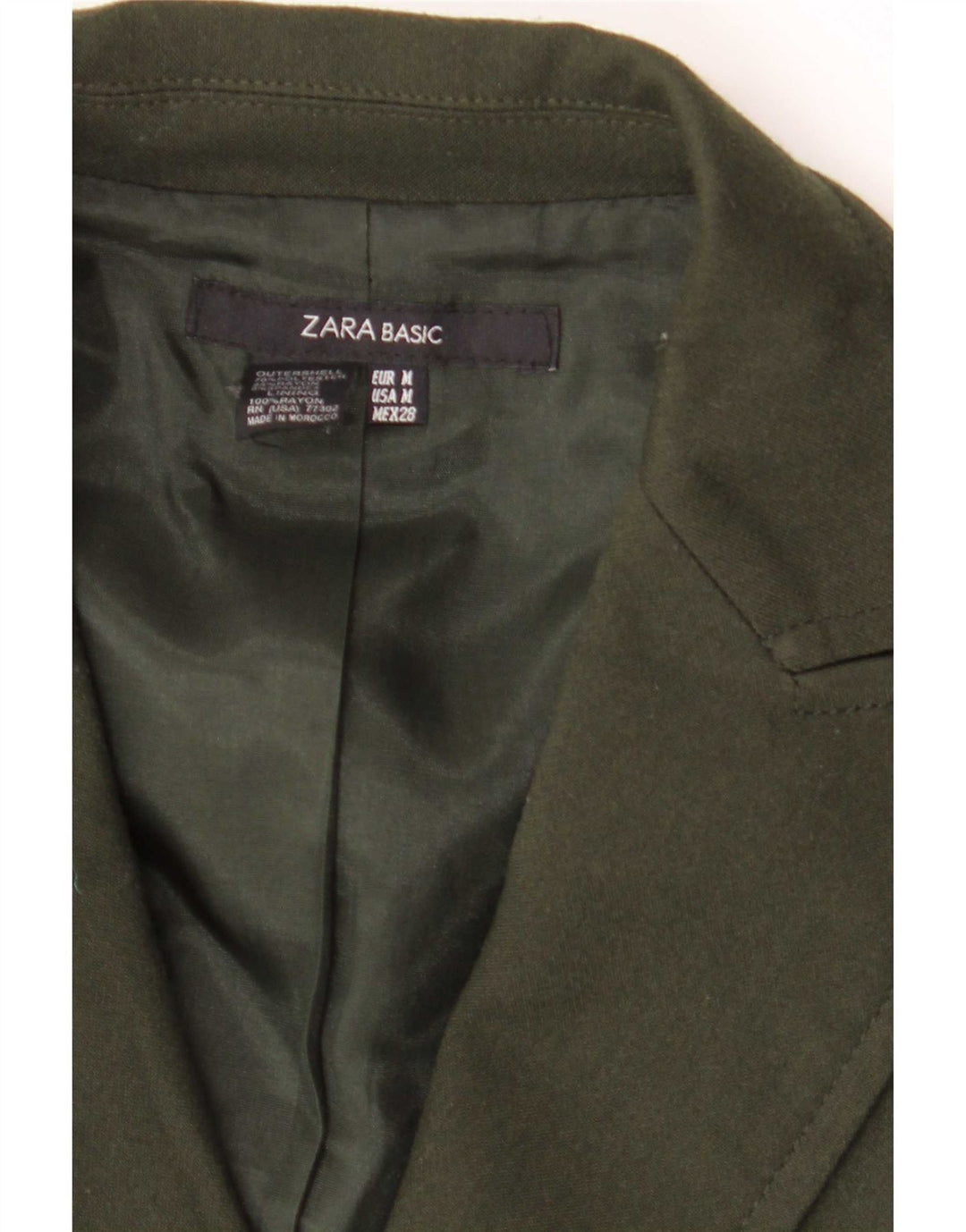 Jaqueta blazer feminina Zara com 2 botões Reino Unido 12 poliéster cáqui médio