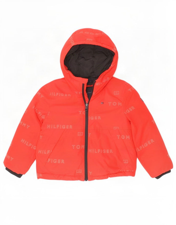 Jaqueta acolchoada com capuz gráfico Tommy Hilfiger Boys 3-4 anos poliéster vermelho