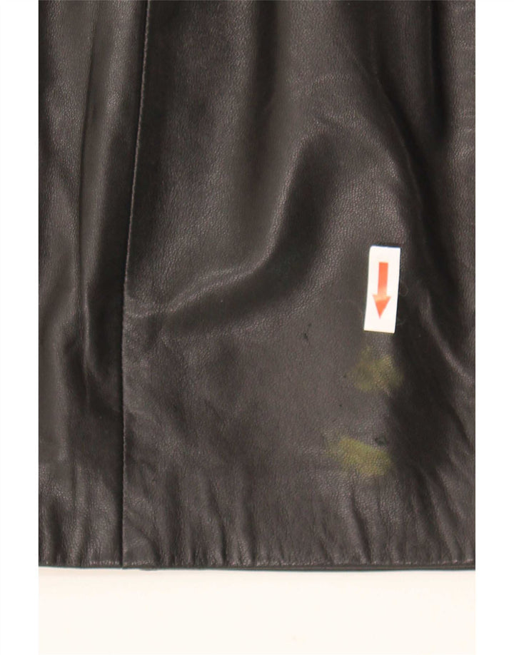 Mini saia de couro feminina vintage W24 XS preta