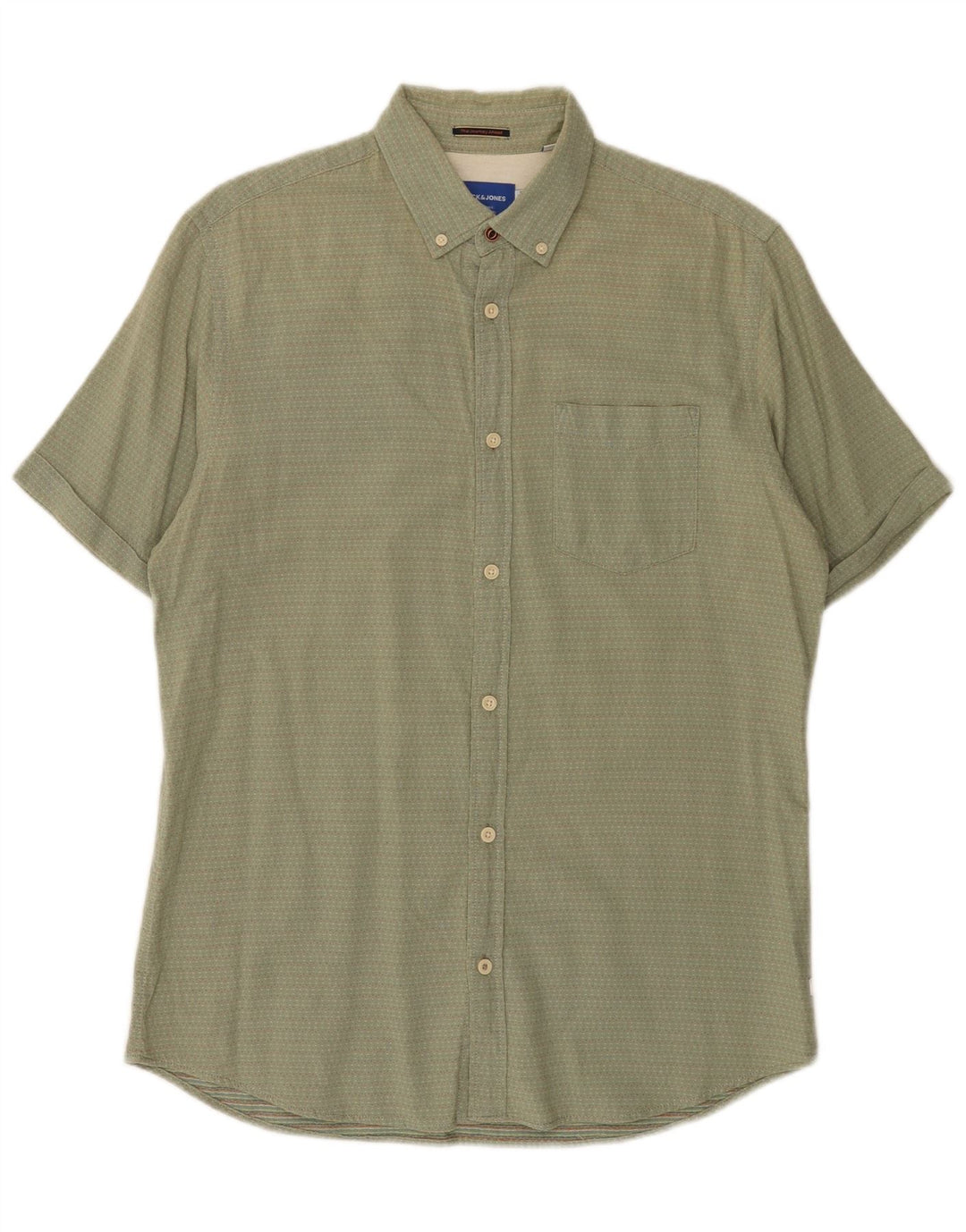 Camisa masculina de manga curta Jack & Jones verde médio manchado