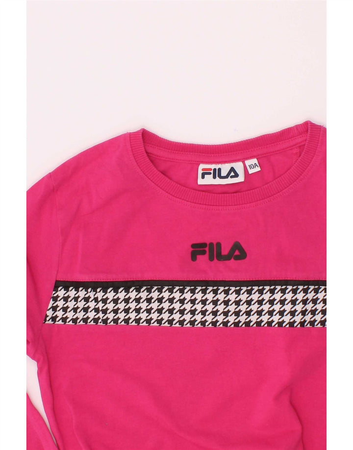 Fila Top Menina Manga Comprida 9-10 Anos Rosa Houndstooth