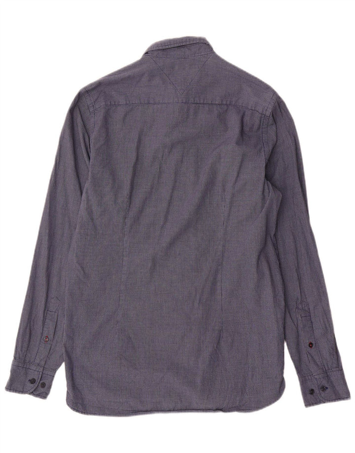 Camisa masculina Tommy Hilfiger Slim Fit média xadrez azul marinho