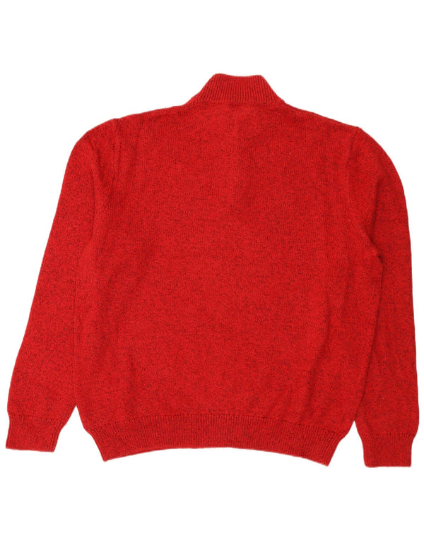 Chaps Mens Zip Neck Jumper Sweater 2XL Red Flecked Cotton