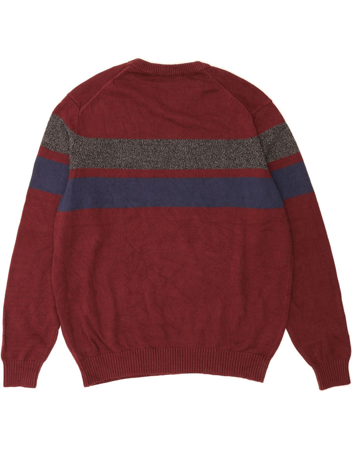 IZOD Mens Crew Neck Jumper Sweater XL Burgundy Colourblock Cotton Vintage Izod and Second-Hand Izod from Messina Hembry 